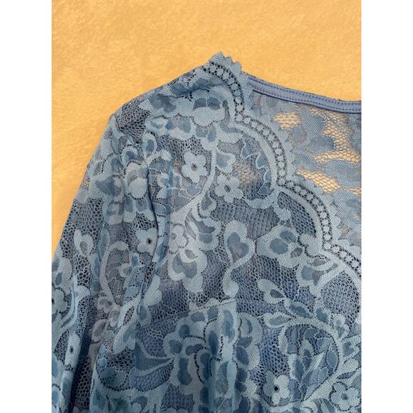 MIUSOL Vintage Lace V-Neck 3/4 Sleeves Cocktail Bodycon Dress Large Blue NEW - Picture 4 of 9